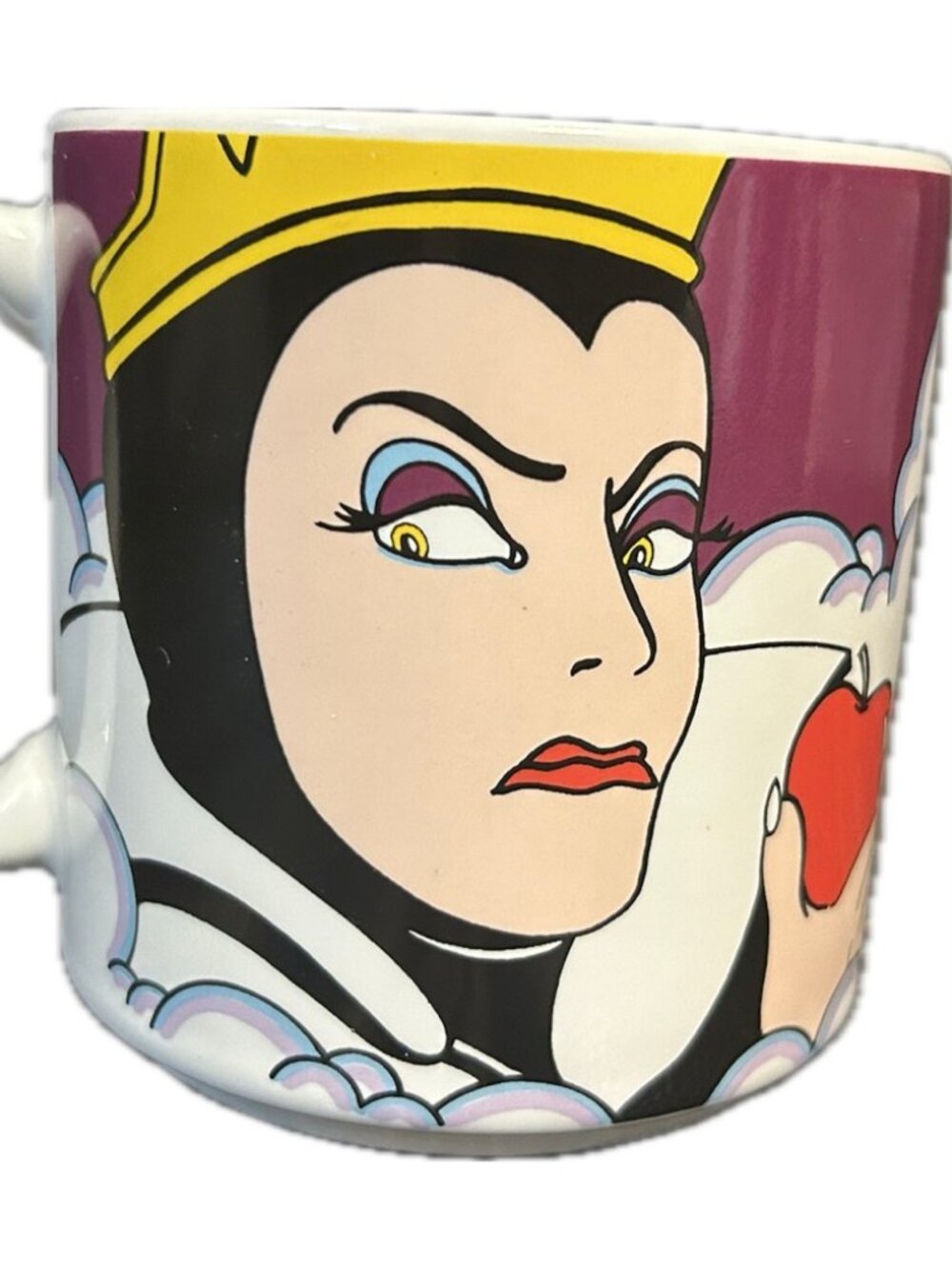 VTG Disney Snow White Classic Evil Queen Old Hag Poison Apple Coffee Mug 3.5”